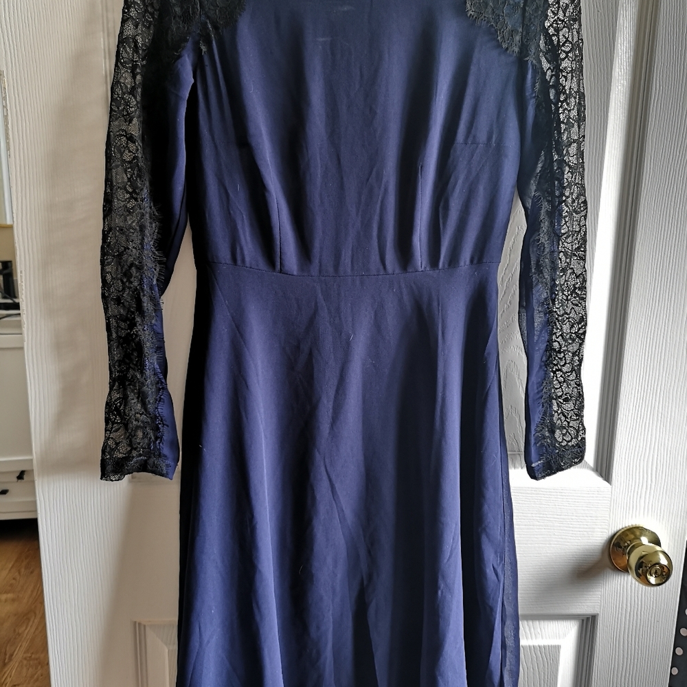 Navy eyelash lace dress